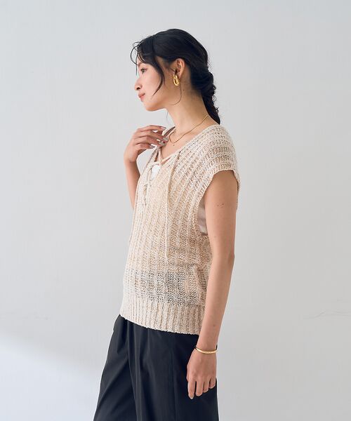 Rouge vif la cle / ルージュ・ヴィフ ラクレ ニット・セーター | 麻混ニットレースアップベスト | 詳細3