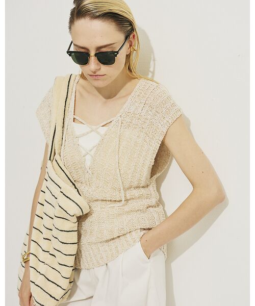 Rouge vif la cle / ルージュ・ヴィフ ラクレ ニット・セーター | 麻混ニットレースアップベスト | 詳細6