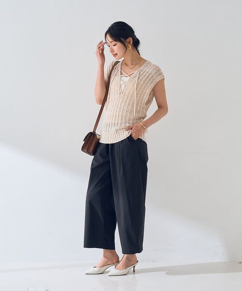 Rouge vif la cle / ルージュ・ヴィフ ラクレ ニット・セーター | 麻混ニットレースアップベスト | 詳細7