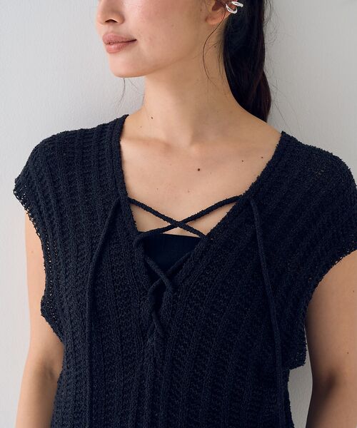 Rouge vif la cle / ルージュ・ヴィフ ラクレ ニット・セーター | 麻混ニットレースアップベスト | 詳細25
