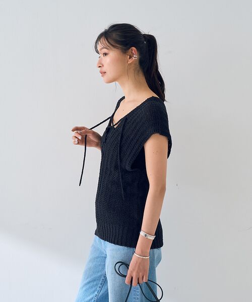 Rouge vif la cle / ルージュ・ヴィフ ラクレ ニット・セーター | 麻混ニットレースアップベスト | 詳細15