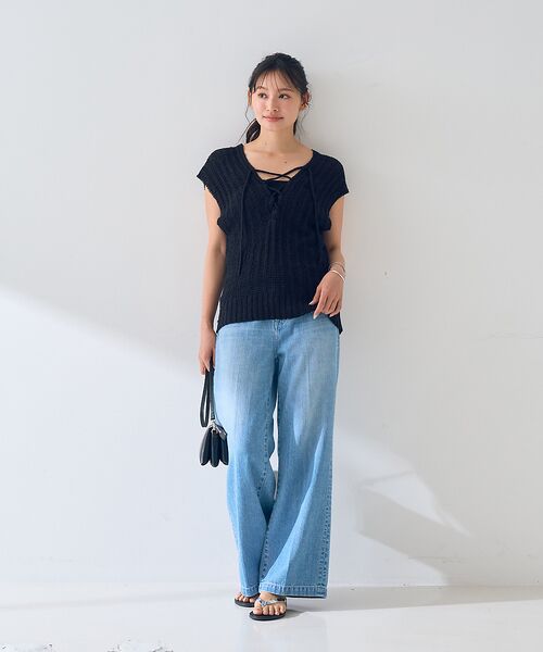 Rouge vif la cle / ルージュ・ヴィフ ラクレ ニット・セーター | 麻混ニットレースアップベスト | 詳細18