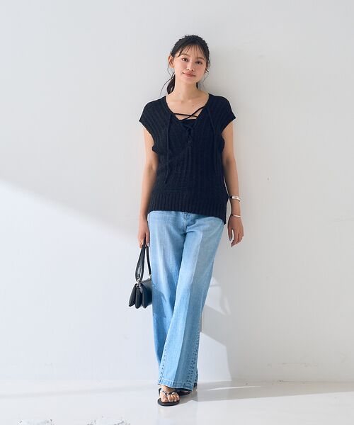 Rouge vif la cle / ルージュ・ヴィフ ラクレ ニット・セーター | 麻混ニットレースアップベスト | 詳細20