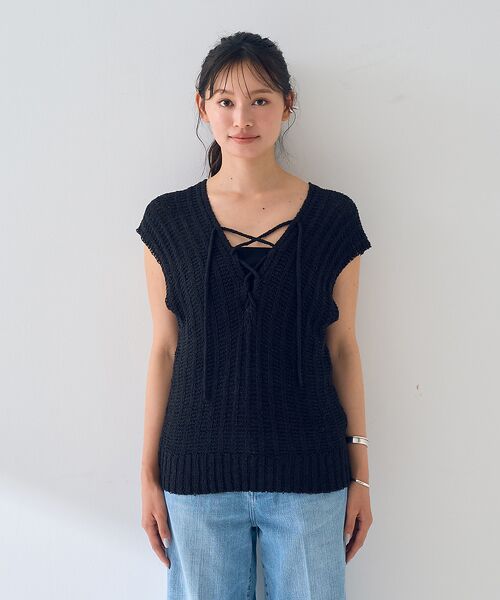 Rouge vif la cle / ルージュ・ヴィフ ラクレ ニット・セーター | 麻混ニットレースアップベスト | 詳細21