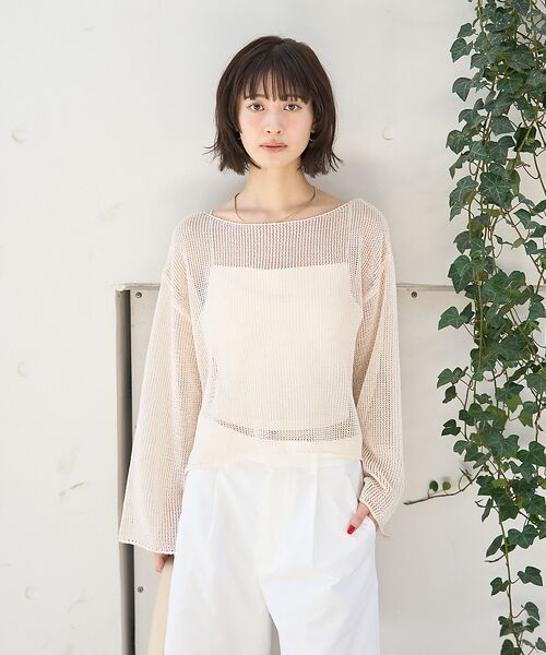 Rouge vif la cle / ルージュ・ヴィフ ラクレ ニット・セーター | シアーメッシュペーパーニットプルオーバー | 詳細1