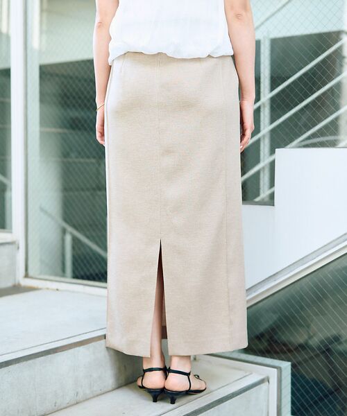 Rouge vif la cle / ルージュ・ヴィフ ラクレ ロング・マキシ丈スカート | 【接触冷感/UVカット/防しわ】リネンライクストレッチピンタックタイトスカート | 詳細9