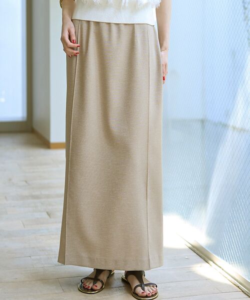Rouge vif la cle / ルージュ・ヴィフ ラクレ ロング・マキシ丈スカート | 【接触冷感/UVカット/防しわ】リネンライクストレッチピンタックタイトスカート | 詳細14