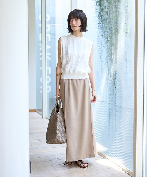 Rouge vif la cle / ルージュ・ヴィフ ラクレ ロング・マキシ丈スカート | 【接触冷感/UVカット/防しわ】リネンライクストレッチピンタックタイトスカート | 詳細15