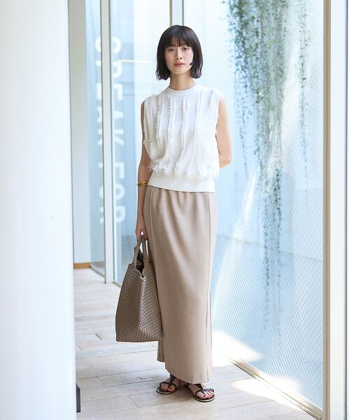 Rouge vif la cle / ルージュ・ヴィフ ラクレ ロング・マキシ丈スカート | 【接触冷感/UVカット/防しわ】リネンライクストレッチピンタックタイトスカート | 詳細16