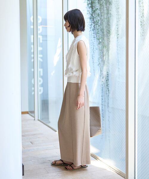 Rouge vif la cle / ルージュ・ヴィフ ラクレ ロング・マキシ丈スカート | 【接触冷感/UVカット/防しわ】リネンライクストレッチピンタックタイトスカート | 詳細17