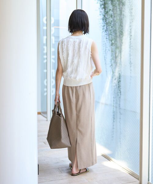 Rouge vif la cle / ルージュ・ヴィフ ラクレ ロング・マキシ丈スカート | 【接触冷感/UVカット/防しわ】リネンライクストレッチピンタックタイトスカート | 詳細18