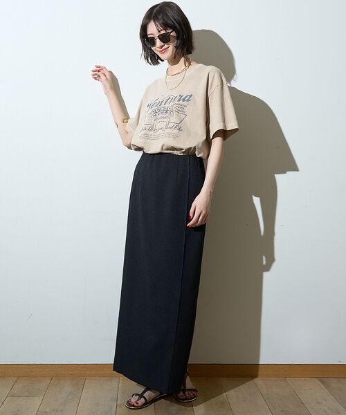 Rouge vif la cle / ルージュ・ヴィフ ラクレ ロング・マキシ丈スカート | 【接触冷感/UVカット/防しわ】リネンライクストレッチピンタックタイトスカート | 詳細25