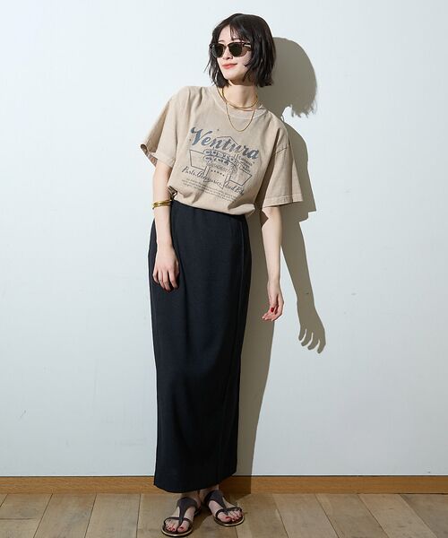 Rouge vif la cle / ルージュ・ヴィフ ラクレ ロング・マキシ丈スカート | 【接触冷感/UVカット/防しわ】リネンライクストレッチピンタックタイトスカート | 詳細26