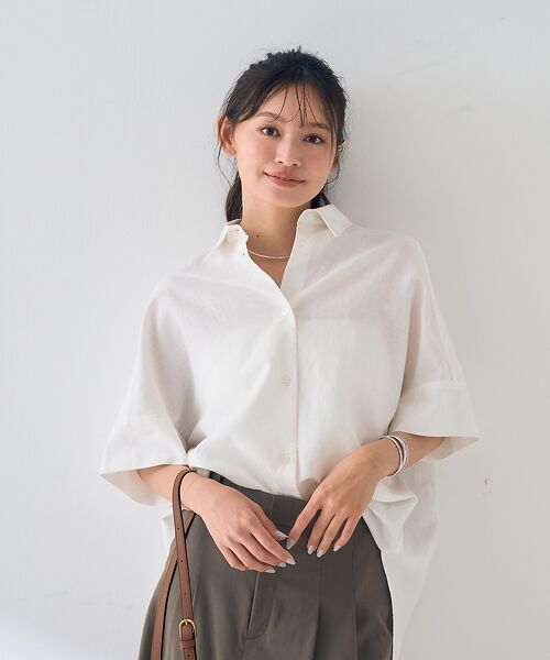 Rouge vif la cle / ルージュ・ヴィフ ラクレ シャツ・ブラウス | 麻混変形フォルムシャツ | 詳細1