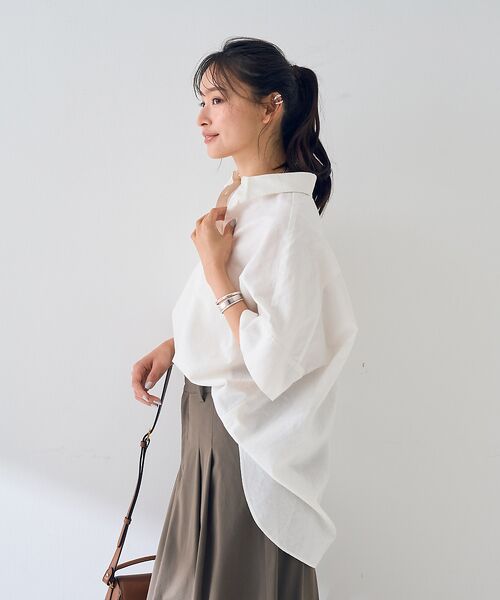 Rouge vif la cle / ルージュ・ヴィフ ラクレ シャツ・ブラウス | 麻混変形フォルムシャツ | 詳細2