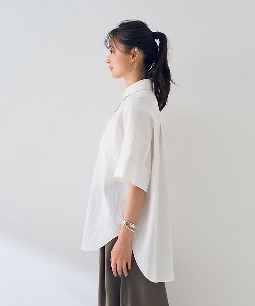 Rouge vif la cle / ルージュ・ヴィフ ラクレ シャツ・ブラウス | 麻混変形フォルムシャツ | 詳細7