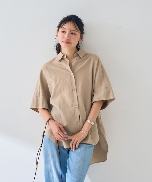 Rouge vif la cle / ルージュ・ヴィフ ラクレ シャツ・ブラウス | 麻混変形フォルムシャツ | 詳細15