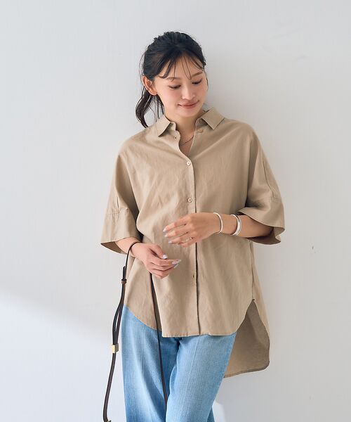 Rouge vif la cle / ルージュ・ヴィフ ラクレ シャツ・ブラウス | 麻混変形フォルムシャツ | 詳細16