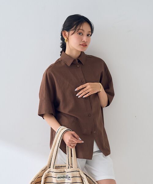 Rouge vif la cle / ルージュ・ヴィフ ラクレ シャツ・ブラウス | 麻混変形フォルムシャツ | 詳細23