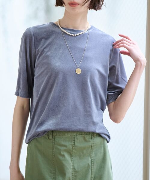 Rouge vif la cle/ルージュ・ヴィフ ラクレ 【MICA&DEAL/マイカアンドディール】ベロアTEE / シアーベロア / ブルー F Rouge vif la cle/ルージュ・ヴィフ ラクレ 【MICA&DEAL/マイカアンドディール】ベロアTEE / シアーベロア / ブルー F