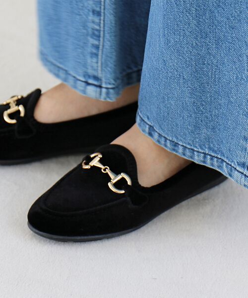 Rouge vif la cle/ルージュ・ヴィフ ラクレ 【ALBEROLA / アルベローラ】ベロア ビットローファー / フラットシュ ブラック 23 Rouge vif la cle/ルージュ・ヴィフ ラクレ 【ALBEROLA / アルベローラ】ベロア ビットローファー / フラットシュ ブラック 23