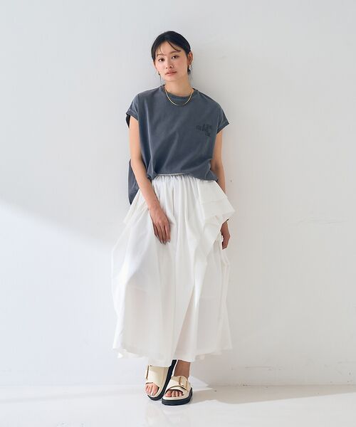 Rouge vif la cle / ルージュ・ヴィフ ラクレ ロング・マキシ丈スカート | ギャザーサイドデザイン ロングスカート | 詳細5