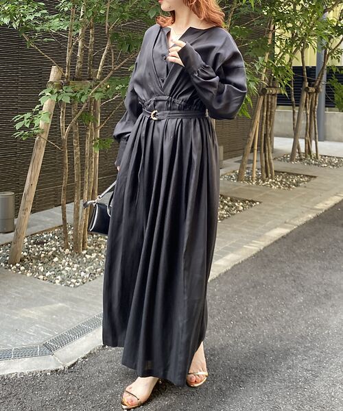 Rouge vif la cle / ルージュ・ヴィフ ラクレ ワンピース | ヴィンテージキュプラウエストマークワンピース(ブラック)