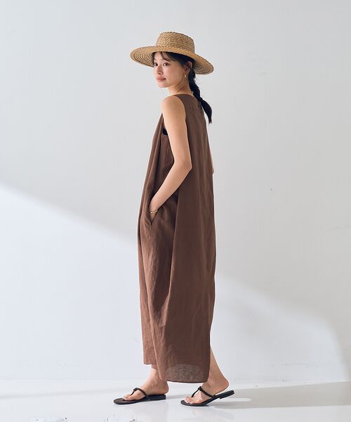 Rouge vif la cle / ルージュ・ヴィフ ラクレ ワンピース | 麻混ノースリーブ 後ろタックワンピース | 詳細4