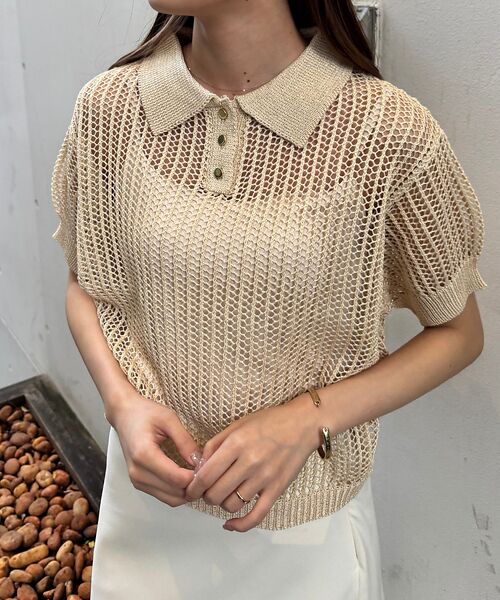 Rouge vif la cle / ルージュ・ヴィフ ラクレ ニット・セーター | 【一部店舗限定】メッシュニットポロシャツ | 詳細1