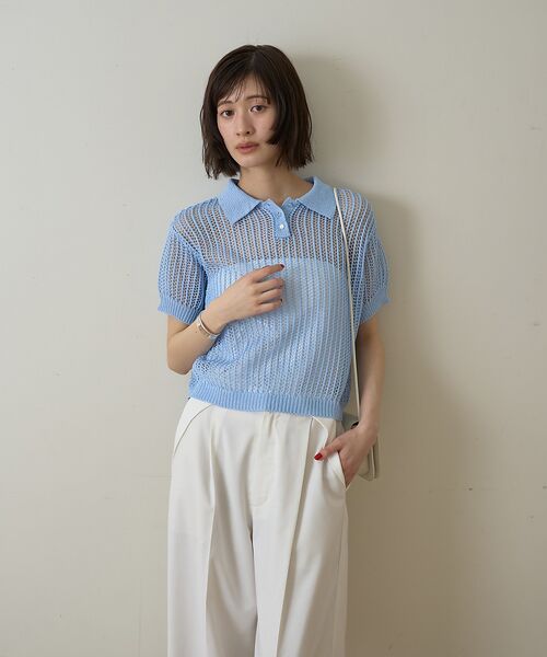 Rouge vif la cle / ルージュ・ヴィフ ラクレ ニット・セーター | 【一部店舗限定】メッシュニットポロシャツ | 詳細7