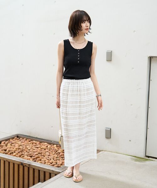 Rouge vif la cle / ルージュ・ヴィフ ラクレ ロング・マキシ丈スカート | 【一部店舗限定】シャーリングタイトスカート | 詳細17