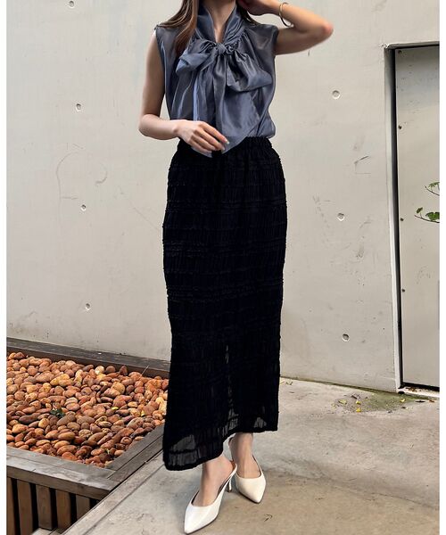 Rouge vif la cle / ルージュ・ヴィフ ラクレ ロング・マキシ丈スカート | 【一部店舗限定】シャーリングタイトスカート | 詳細20