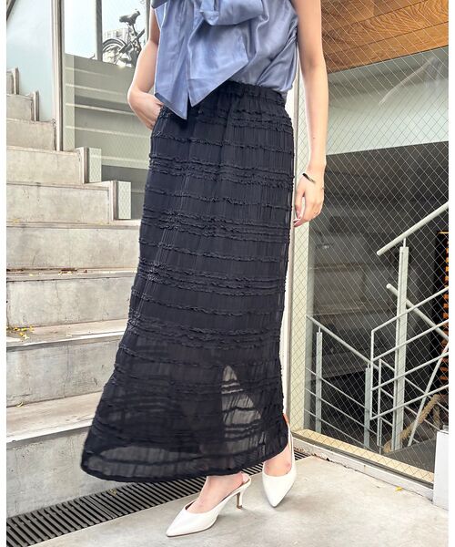 Rouge vif la cle / ルージュ・ヴィフ ラクレ ロング・マキシ丈スカート | 【一部店舗限定】シャーリングタイトスカート | 詳細21