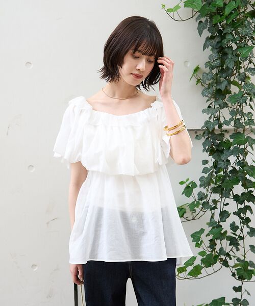 Rouge vif la cle / ルージュ・ヴィフ ラクレ シャツ・ブラウス | コットンオフショルバルーンブラウス | 詳細1