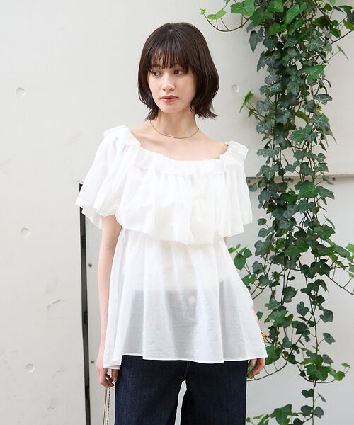 Rouge vif la cle / ルージュ・ヴィフ ラクレ シャツ・ブラウス | コットンオフショルバルーンブラウス | 詳細2