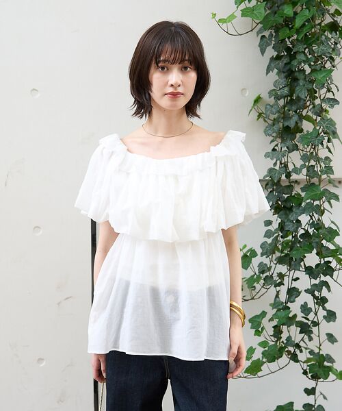 Rouge vif la cle / ルージュ・ヴィフ ラクレ シャツ・ブラウス | コットンオフショルバルーンブラウス | 詳細3