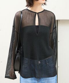 Rouge vif la cle / ルージュ・ヴィフ ラクレ スキッパー風透かしメッシュニット ルージュ ヴィフ ラクレ Rouge vif la cle スキッパー風透かし