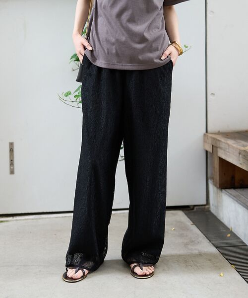Rouge vif la cle / ルージュ・ヴィフ ラクレ パンツ | レースストレートパンツ(ブラック)
