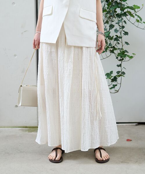 Rouge vif la cle / ルージュ・ヴィフ ラクレ ロング・マキシ丈スカート | ボリュームギャザーサイドスリットロングスカート | 詳細1