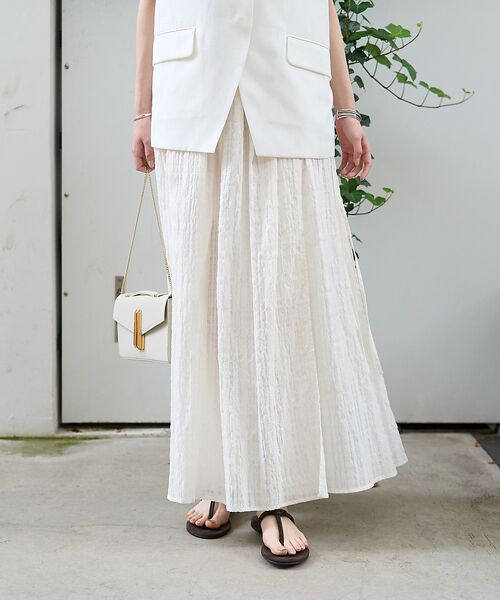 Rouge vif la cle / ルージュ・ヴィフ ラクレ ロング・マキシ丈スカート | ボリュームギャザーサイドスリットロングスカート | 詳細2