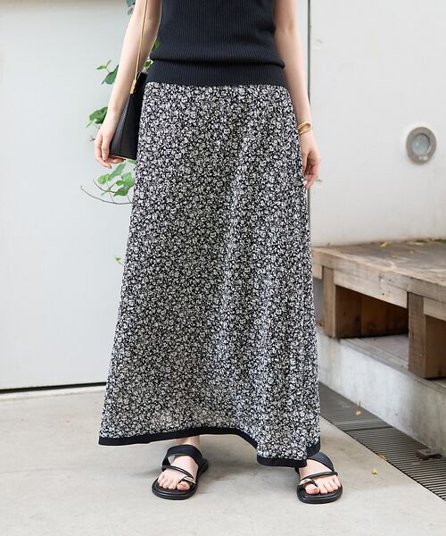 Rouge vif la cle / ルージュ・ヴィフ ラクレ ロング・マキシ丈スカート | ストレッチサッカープリントスカート | 詳細1