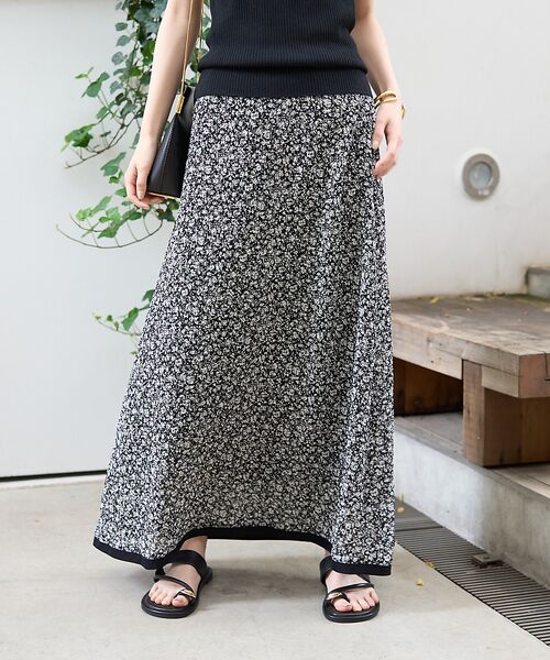 Rouge vif la cle / ルージュ・ヴィフ ラクレ ロング・マキシ丈スカート | ストレッチサッカープリントスカート | 詳細2