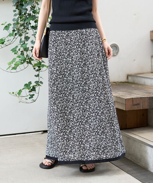 Rouge vif la cle / ルージュ・ヴィフ ラクレ ロング・マキシ丈スカート | ストレッチサッカープリントスカート | 詳細3