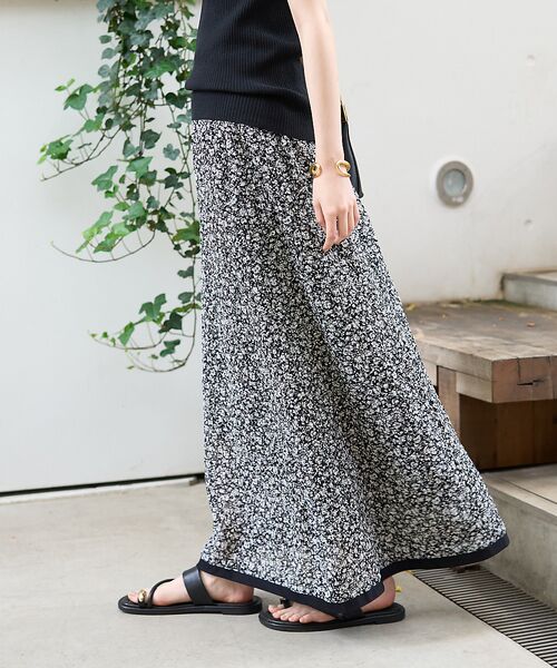 Rouge vif la cle / ルージュ・ヴィフ ラクレ ロング・マキシ丈スカート | ストレッチサッカープリントスカート | 詳細4