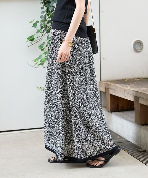 Rouge vif la cle / ルージュ・ヴィフ ラクレ ロング・マキシ丈スカート | ストレッチサッカープリントスカート | 詳細5