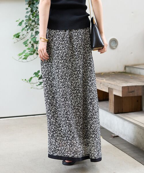 Rouge vif la cle / ルージュ・ヴィフ ラクレ ロング・マキシ丈スカート | ストレッチサッカープリントスカート | 詳細6