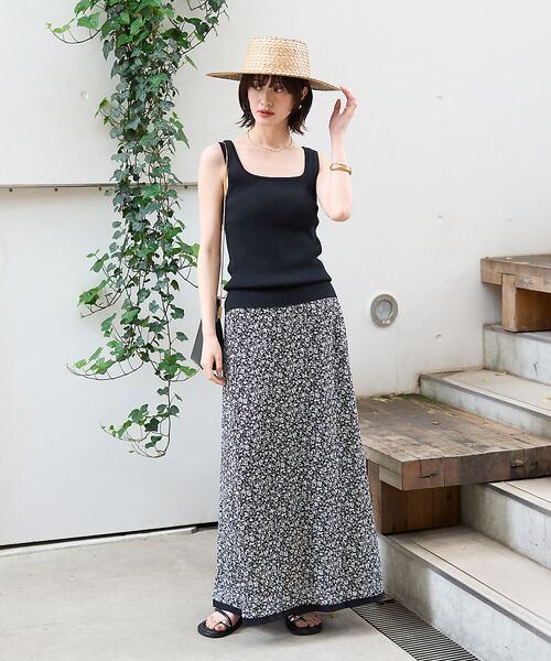 Rouge vif la cle / ルージュ・ヴィフ ラクレ ロング・マキシ丈スカート | ストレッチサッカープリントスカート | 詳細7