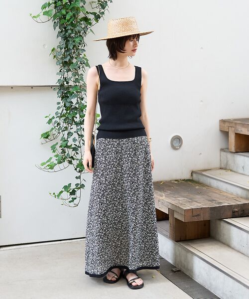 Rouge vif la cle / ルージュ・ヴィフ ラクレ ロング・マキシ丈スカート | ストレッチサッカープリントスカート | 詳細8