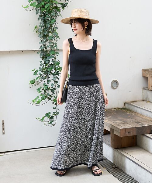 Rouge vif la cle / ルージュ・ヴィフ ラクレ ロング・マキシ丈スカート | ストレッチサッカープリントスカート | 詳細9