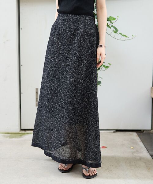 Rouge vif la cle / ルージュ・ヴィフ ラクレ ロング・マキシ丈スカート | ストレッチサッカープリントスカート | 詳細12